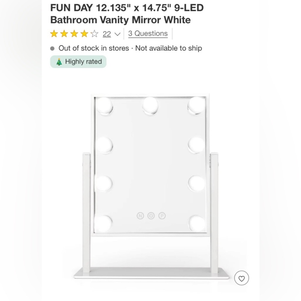 LED 12x15 Hollywood Vanity Makeup Mirror - White